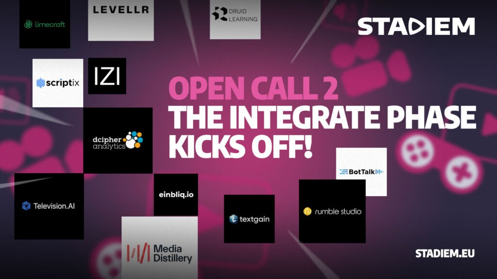 Composition of logos for STADIEM's Open Call 2 Integrate phase scale-ups